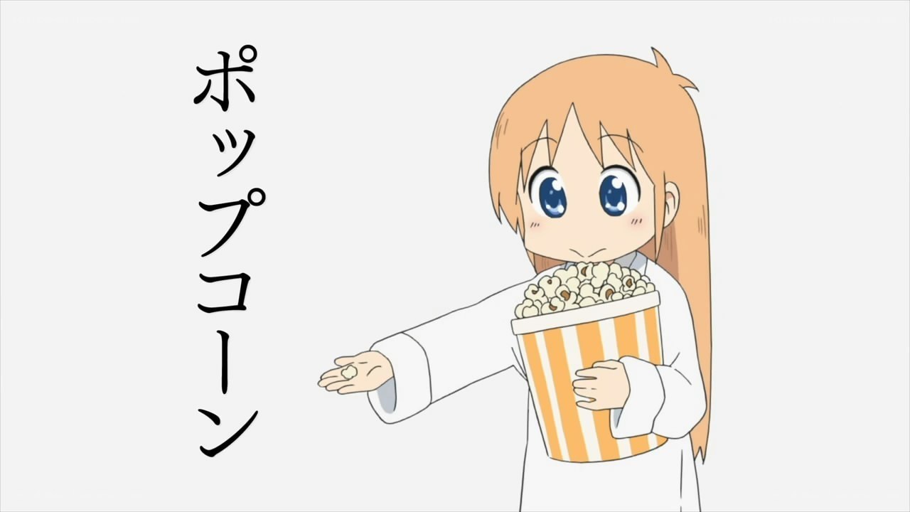 anime girl with popcorn