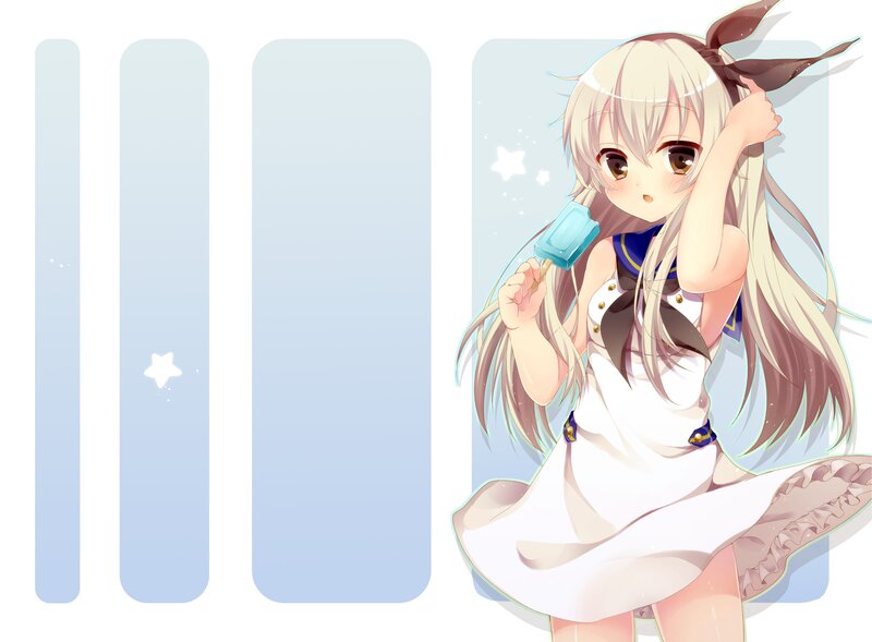 Anime Girl with Popsicle — White