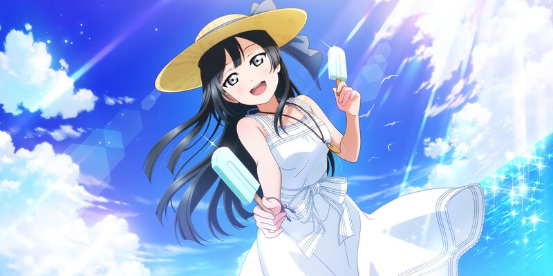 Anime Girl with Popsicles — Blue