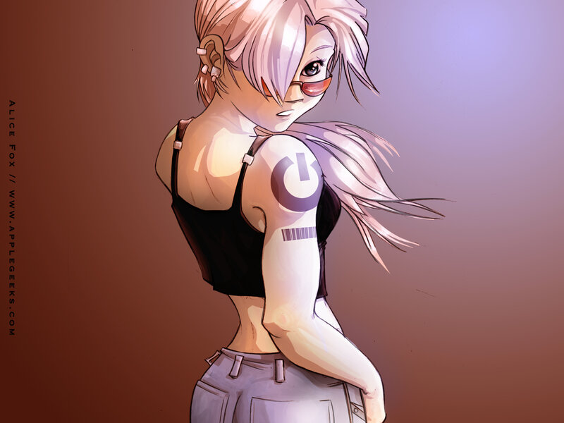 anime girl with power symbol