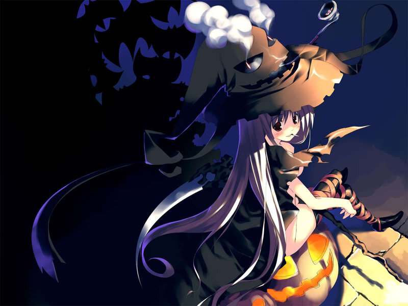anime girl with pumpkin