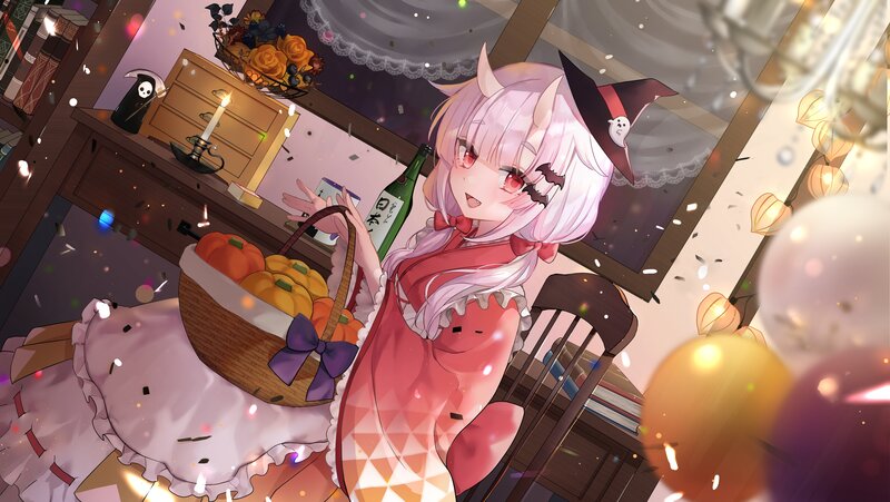 Anime Girl with Pumpkin Basket