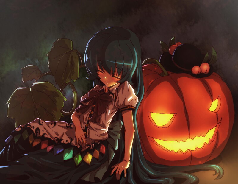 Anime Girl with Pumpkin — Orange