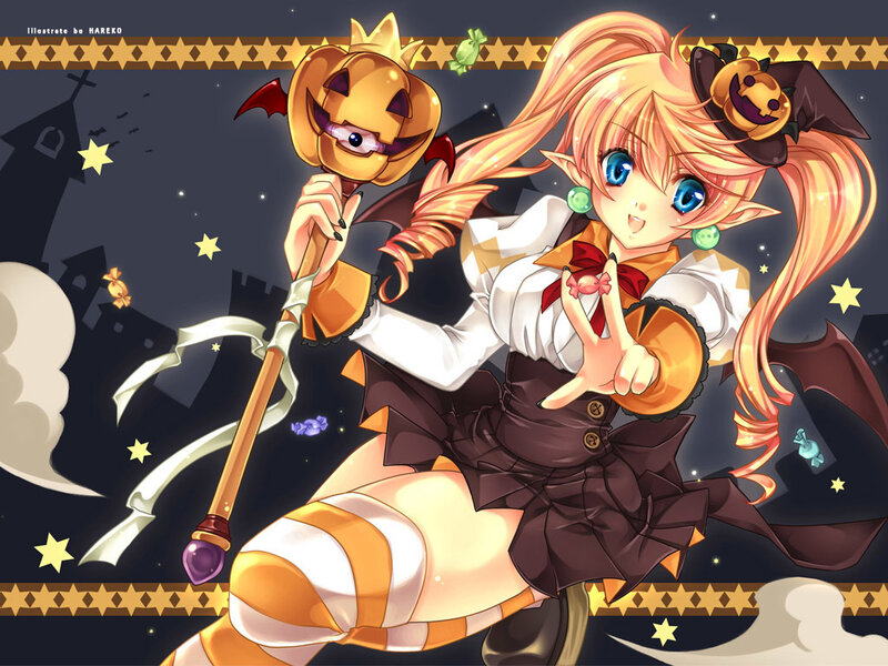 Anime Girl with Pumpkin Staff