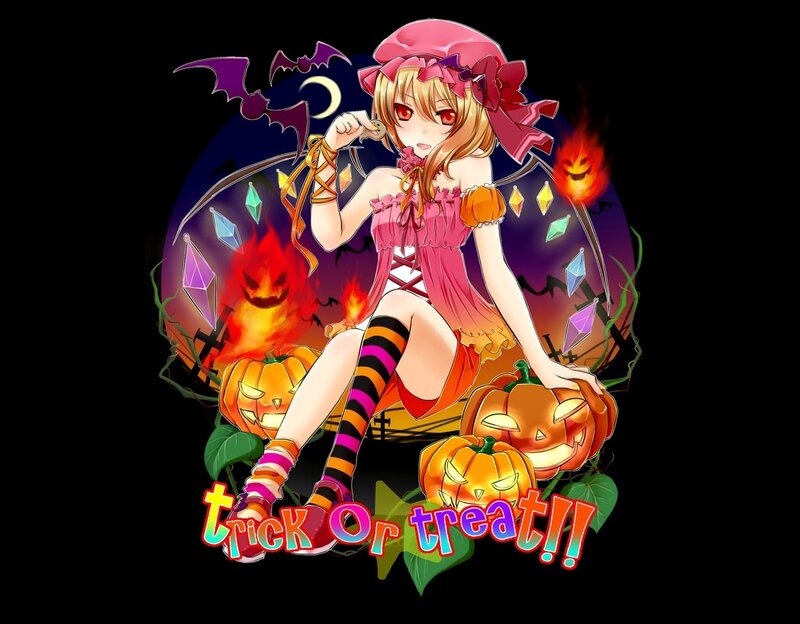 Anime Girl with Pumpkins — Black, Festive