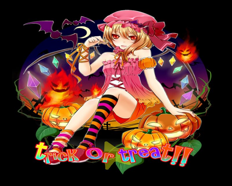 Anime Girl with Pumpkins — Black