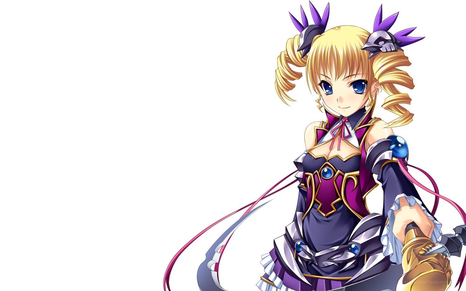 anime girl with purple armor