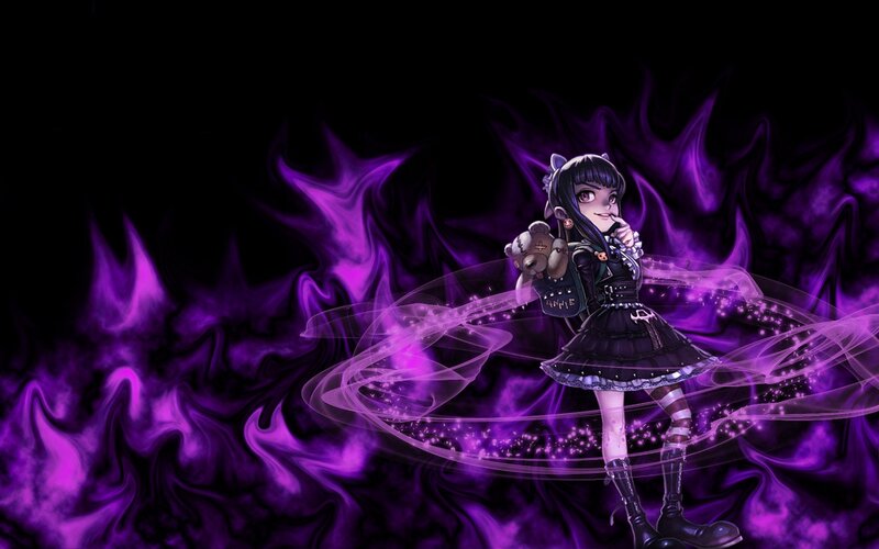 anime girl with purple aura