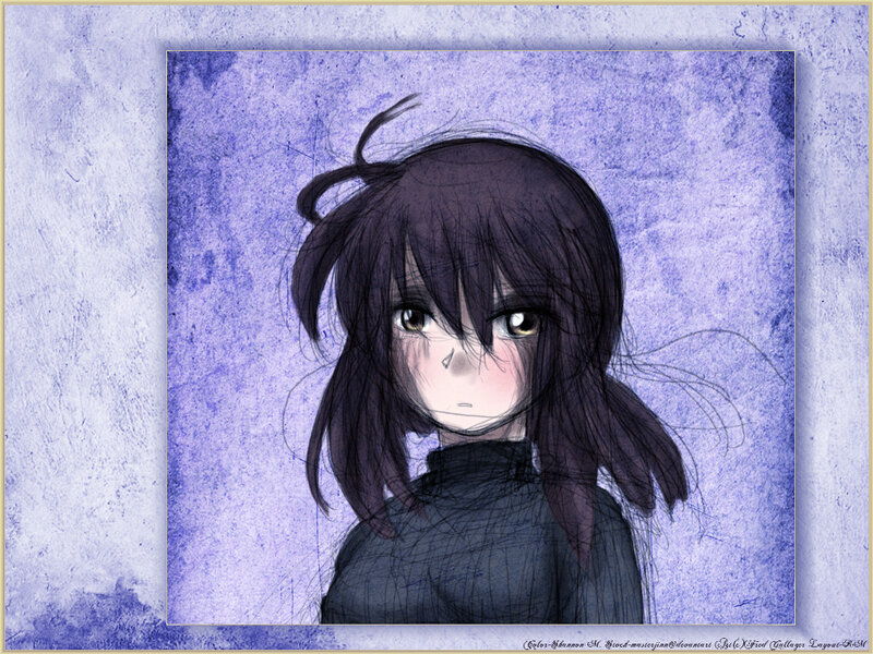 anime girl with purple background