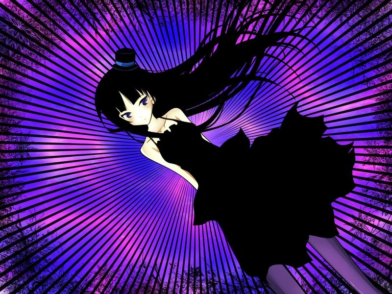 anime girl with purple background