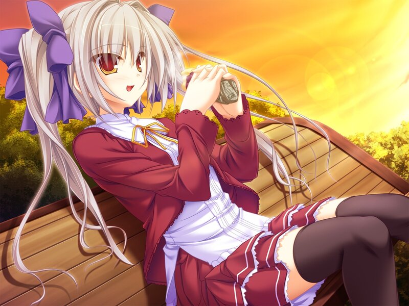 Anime girl with purple bow
