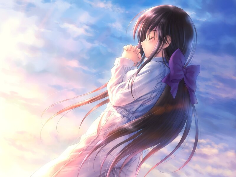 anime girl with purple bow