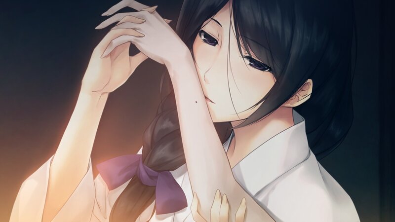 anime girl with purple bow