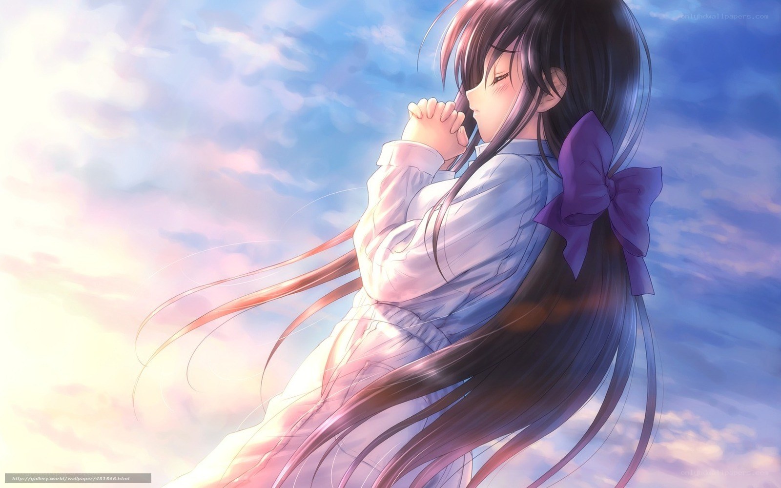 anime girl with purple bow