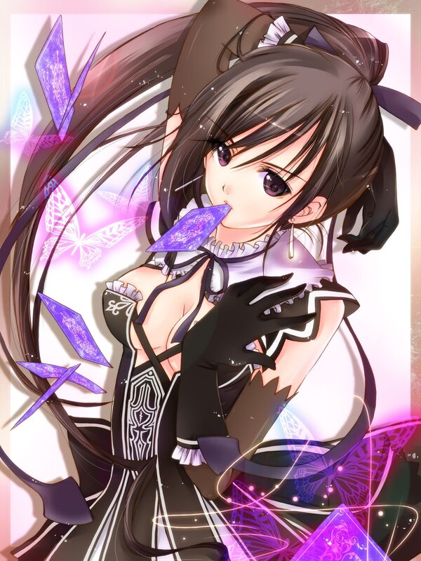 anime girl with purple butterflies