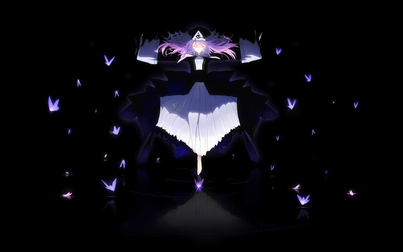 anime girl with purple butterflies