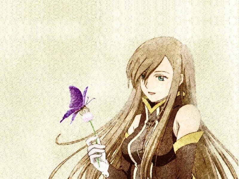 anime girl with purple butterfly