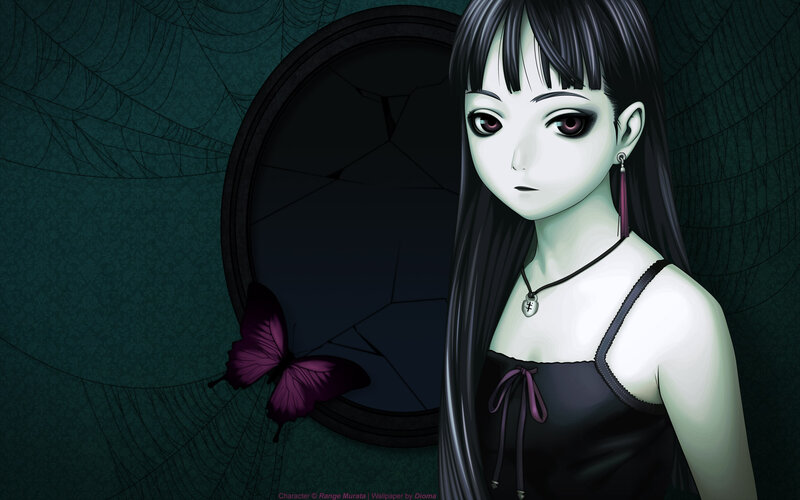 anime girl with purple butterfly