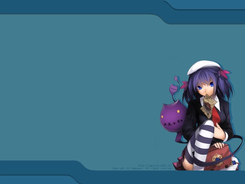 anime girl with purple cat