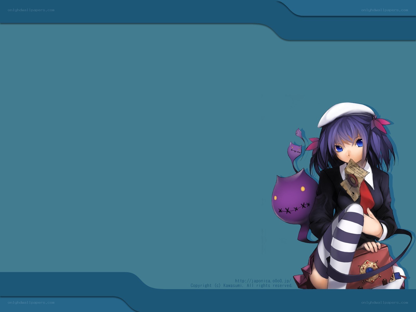 anime girl with purple cat