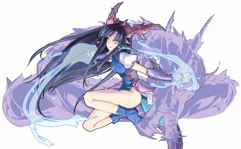 Anime Girl with Purple Dragon — Dynamic