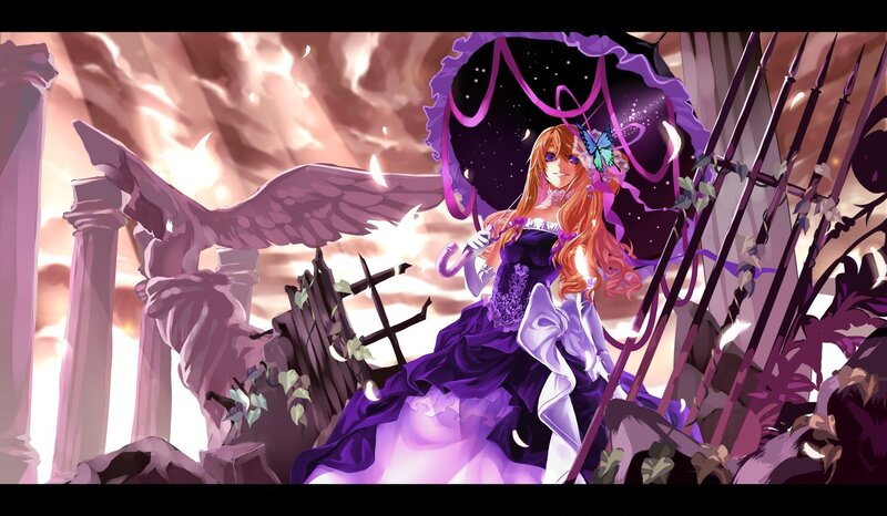 Anime girl with purple dress