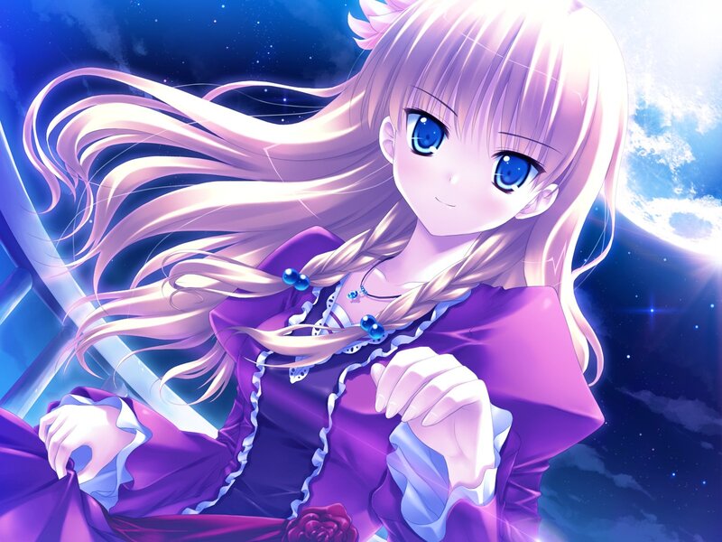anime girl with purple dress