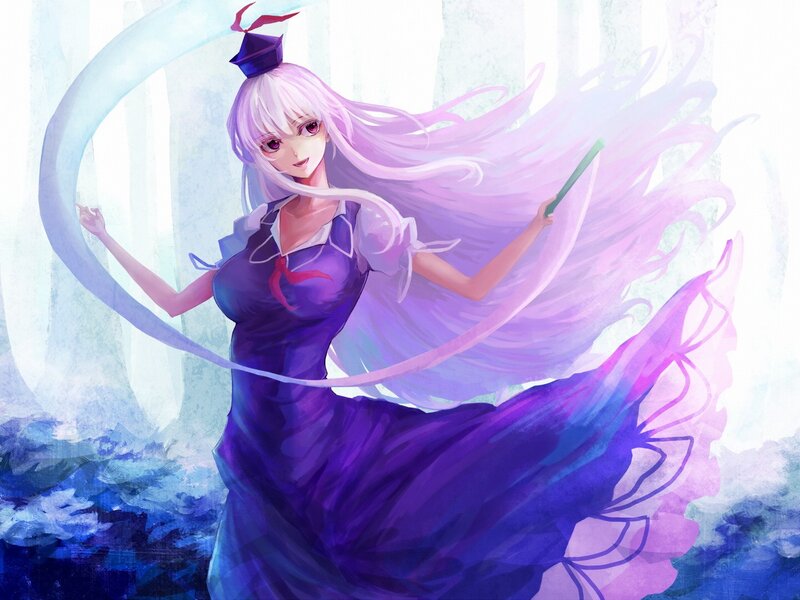 anime girl with purple dress