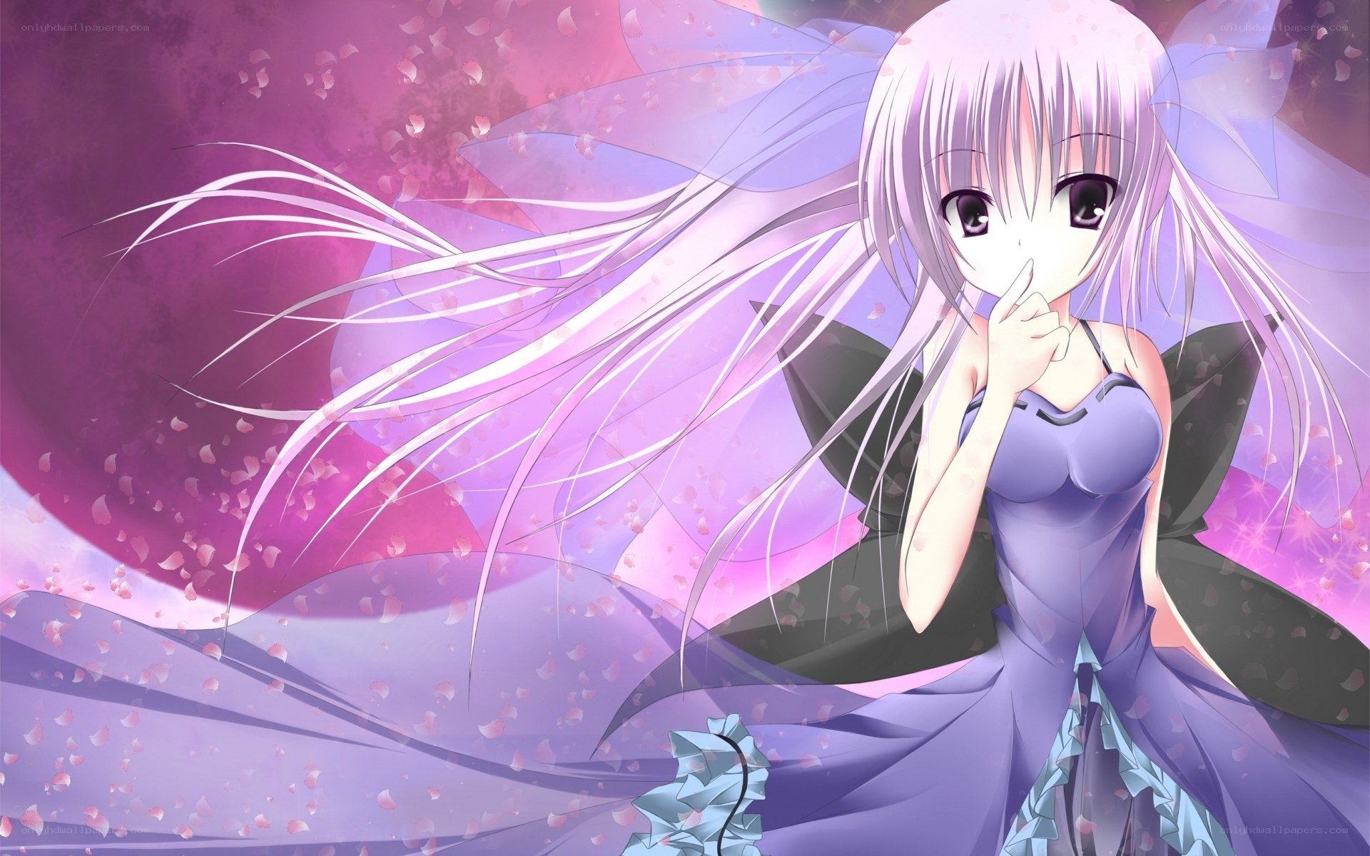 anime girl with purple dress