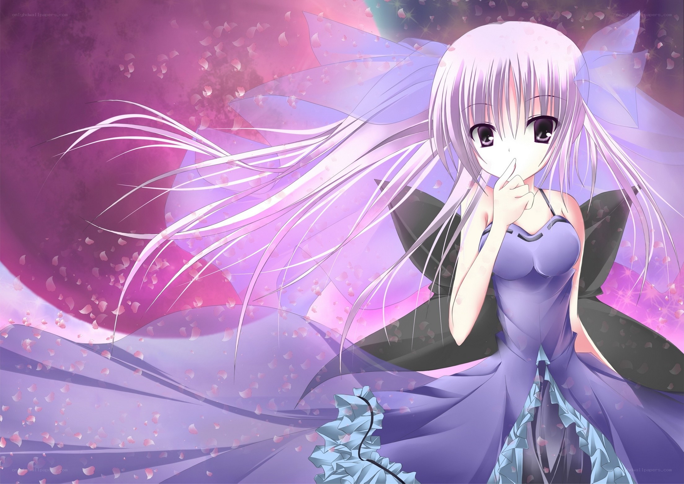 anime girl with purple dress