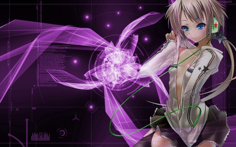 anime girl with purple energy