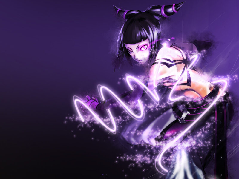anime girl with purple energy