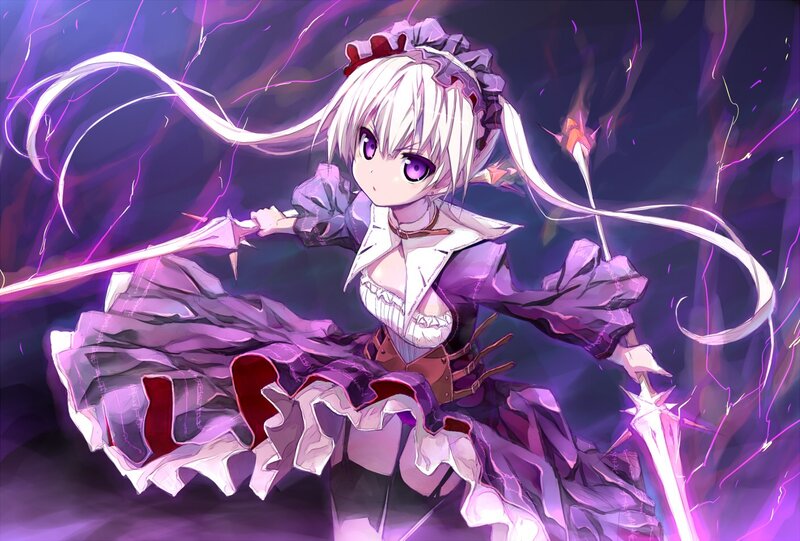 anime girl with purple energy