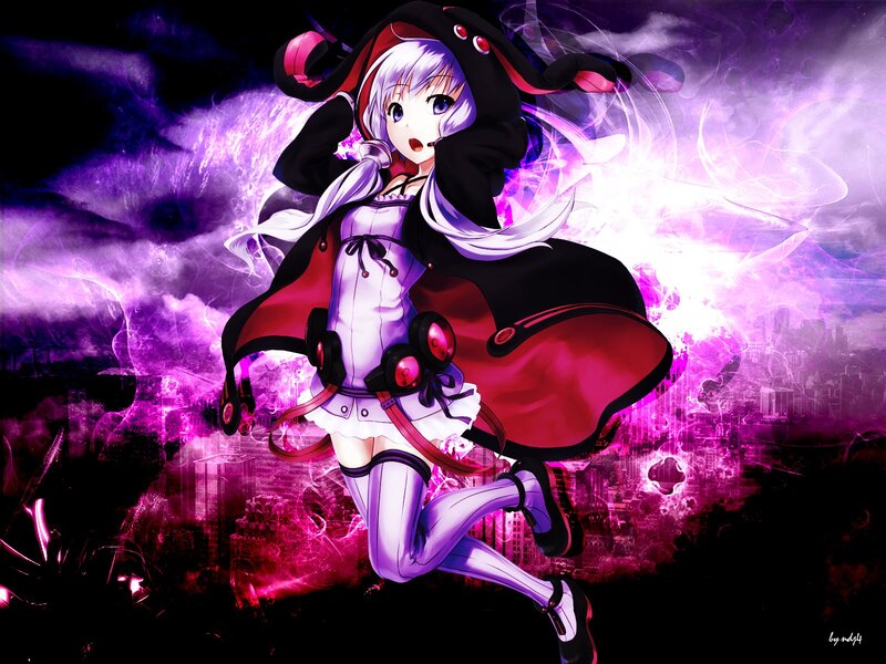 anime girl with purple energy
