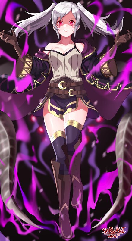 Anime Girl with Purple Energy — Dramatic, Digital Art