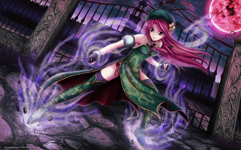anime girl with purple energy
