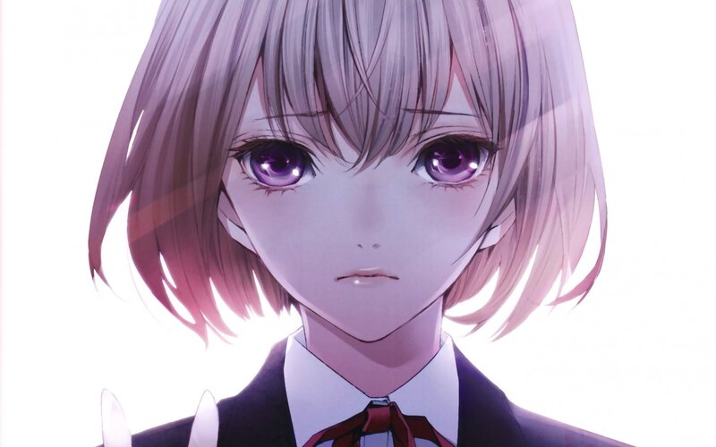 anime girl with purple eyes