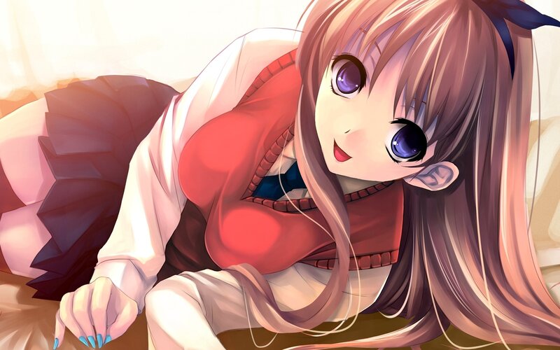 anime girl with purple eyes