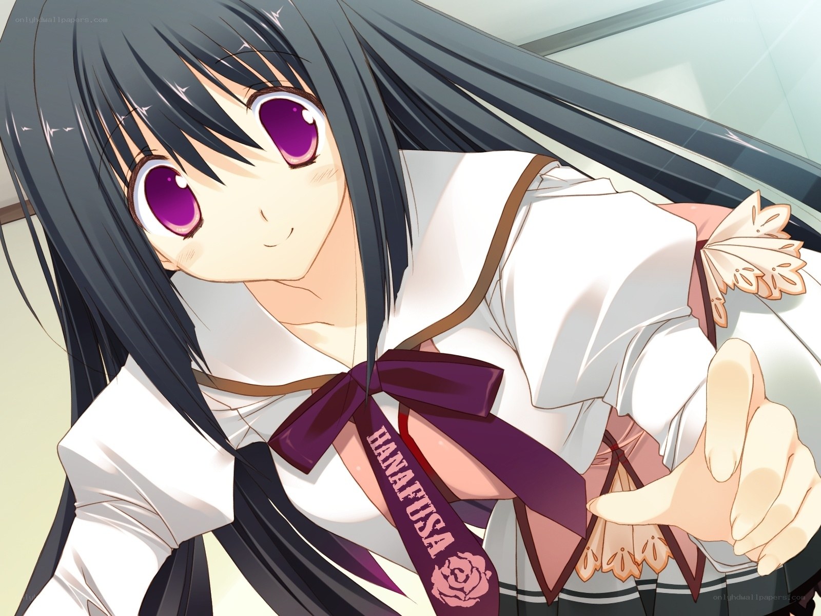 anime girl with purple eyes