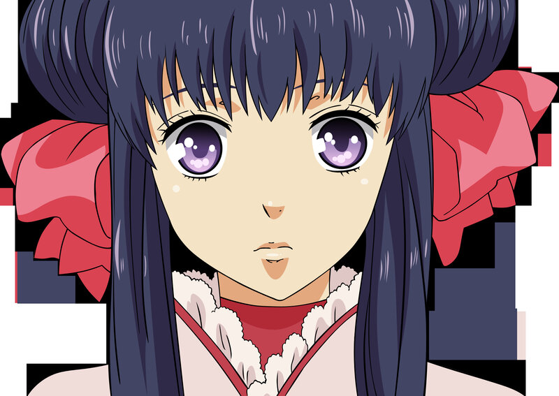 anime girl with purple eyes