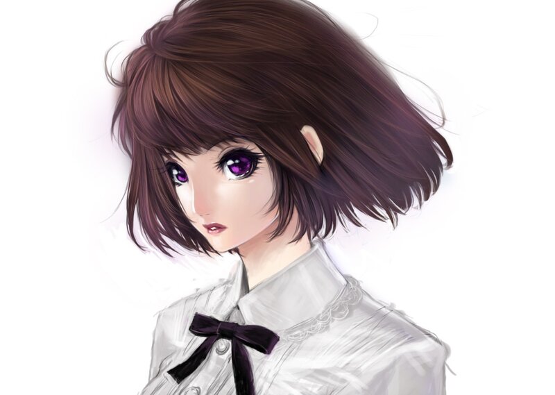 anime girl with purple eyes