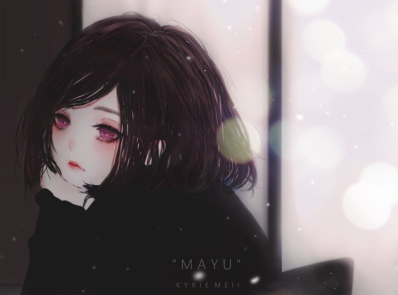 Anime Girl with Purple Eyes — Black, Melancholic