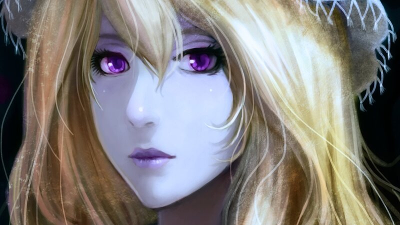 Anime Girl with Purple Eyes — Blonde, Dramatic