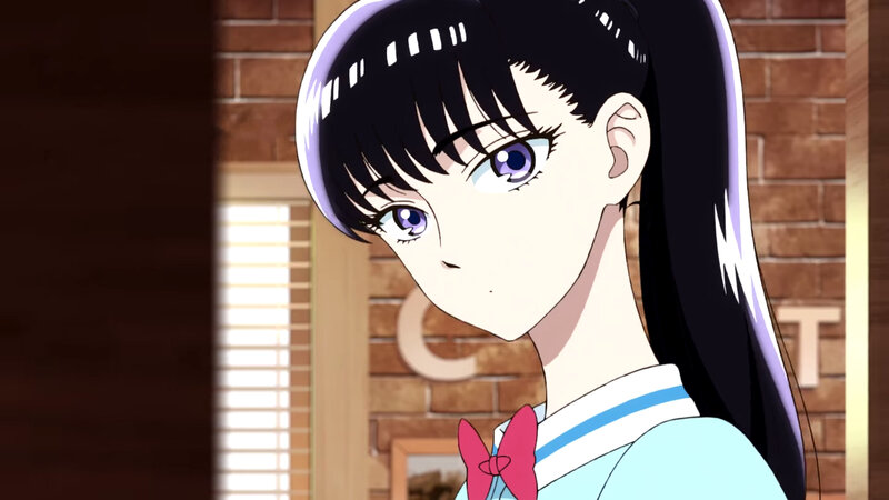 Anime Girl with Purple Eyes — Blue, Calm, Afternoon