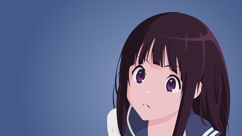 Anime Girl with Purple Eyes — Blue, Neutral, School Uniform