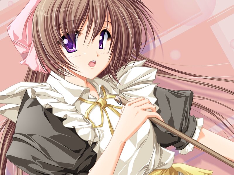 Anime Girl with Purple Eyes — Brown, Dreamy