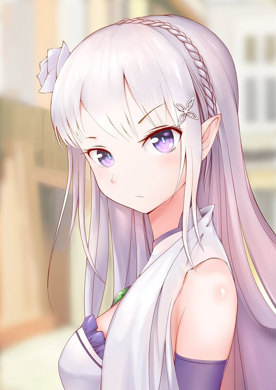 Anime Girl with Purple Eyes — Calm, Braided Hair
