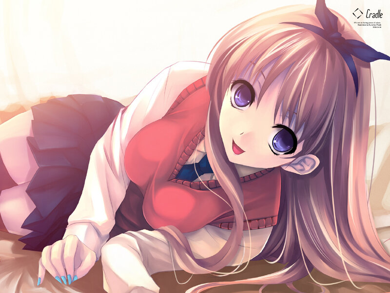 Anime Girl with Purple Eyes — Calm, Digital Art