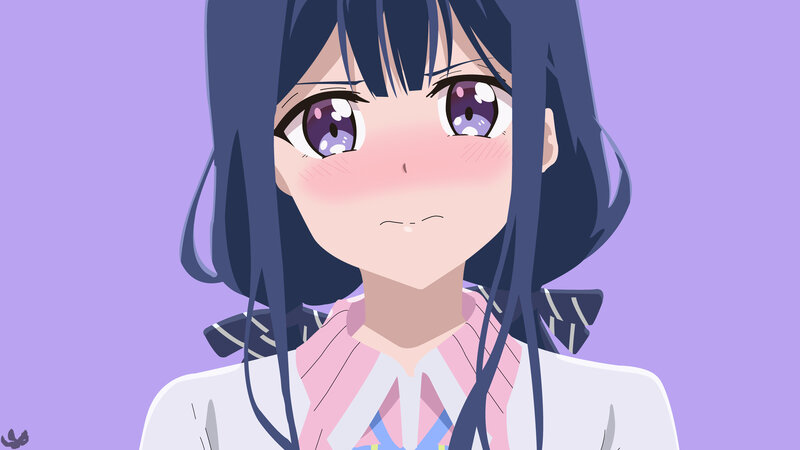 Anime Girl with Purple Eyes — Calm, School Uniform
