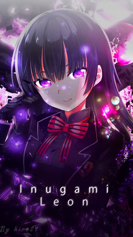 Anime Girl with Purple Eyes — Dramatic, Digital Art, School Uniform, Glowing Particles